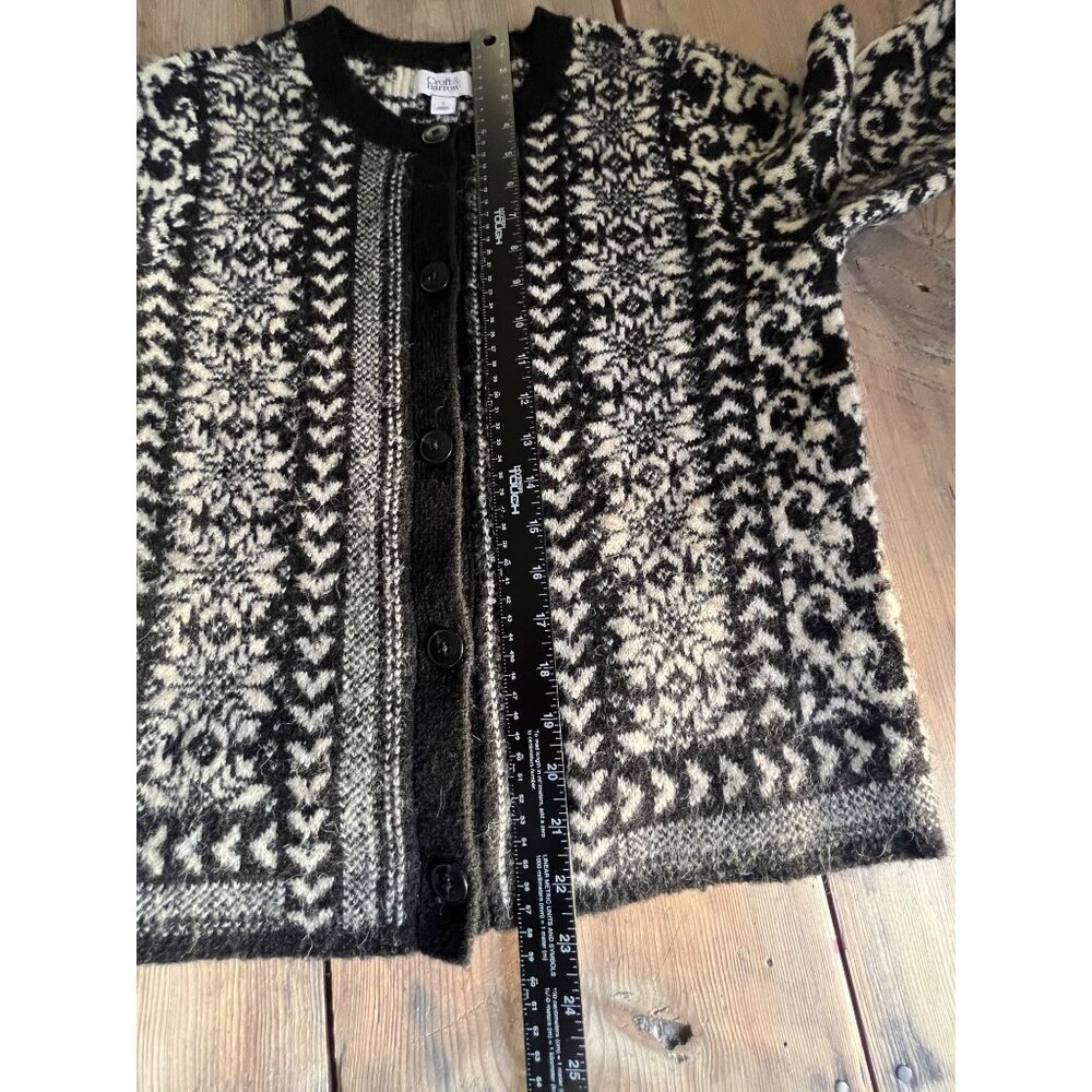 Croft & Barrow Nordic Print Cardigan Sweater Womens S Black Button Up - Picture 6 of 7